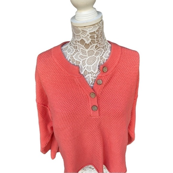 MOD REF Textured Cotton Coral V-neck Sweater | Size:S - Picture 2 of 10